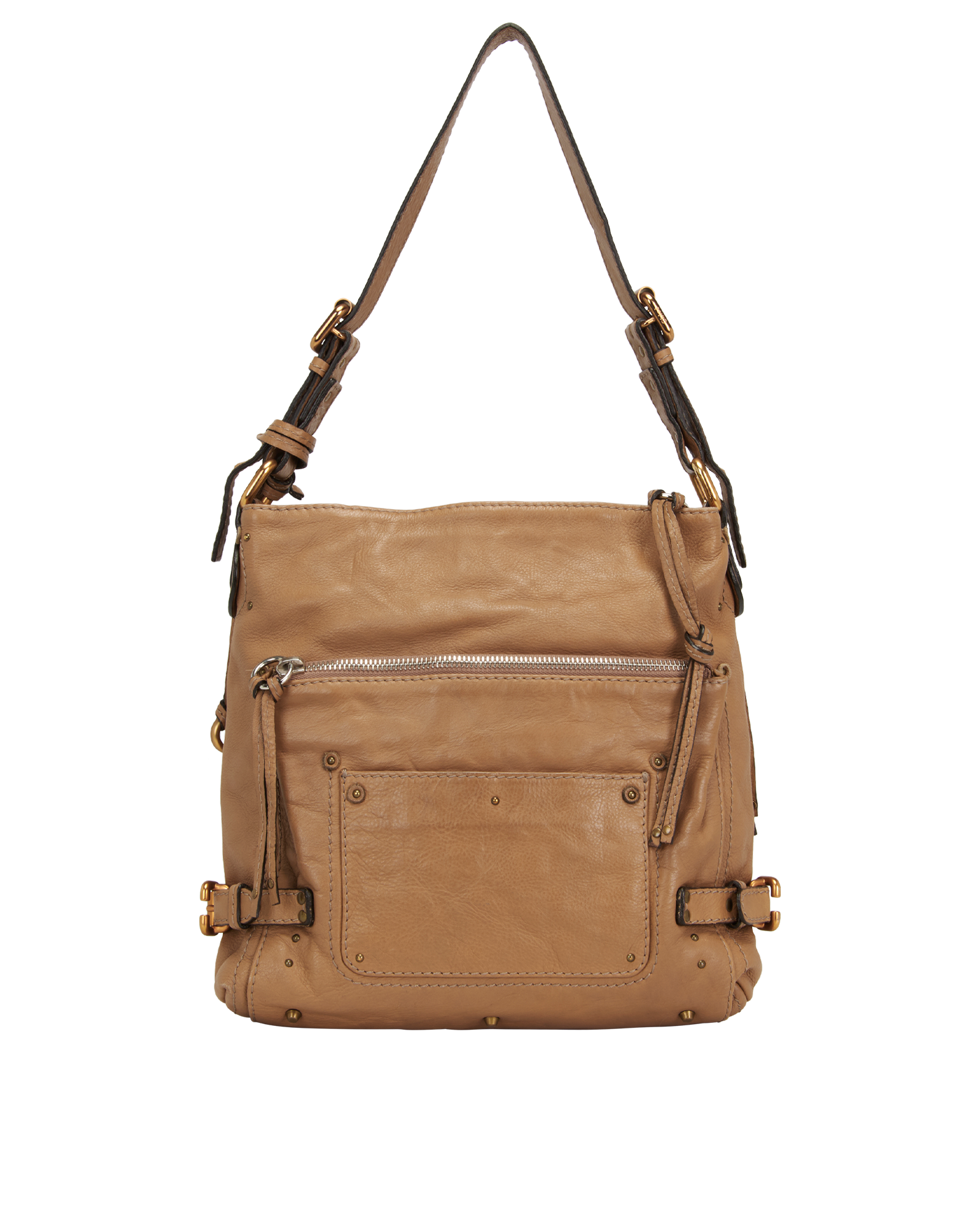 Paddington Shoulder Bag, &pound;260, Handbags, Beige, Leather, Back view